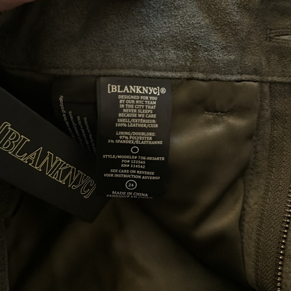 BLANK NYC 100% Genuine Leather/Suede MIDI Skirt w Front Slit Sage Green (24) NWT - Picture 12 of 12